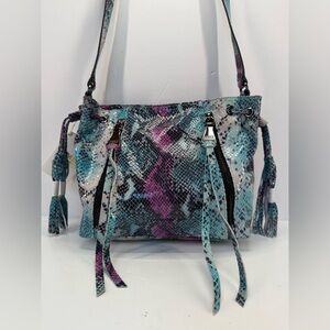 NWT Aimee Kestenberg zip me up metallic leather Snakeskin Crossbody Bag